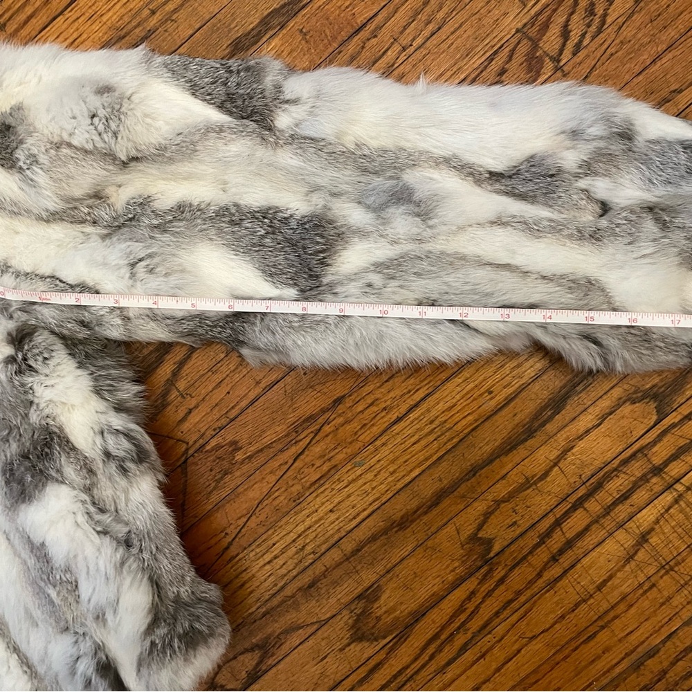 Adrienne Landau Rabbit Fur Jacket White & Grey Like New - Picture 10 of 10